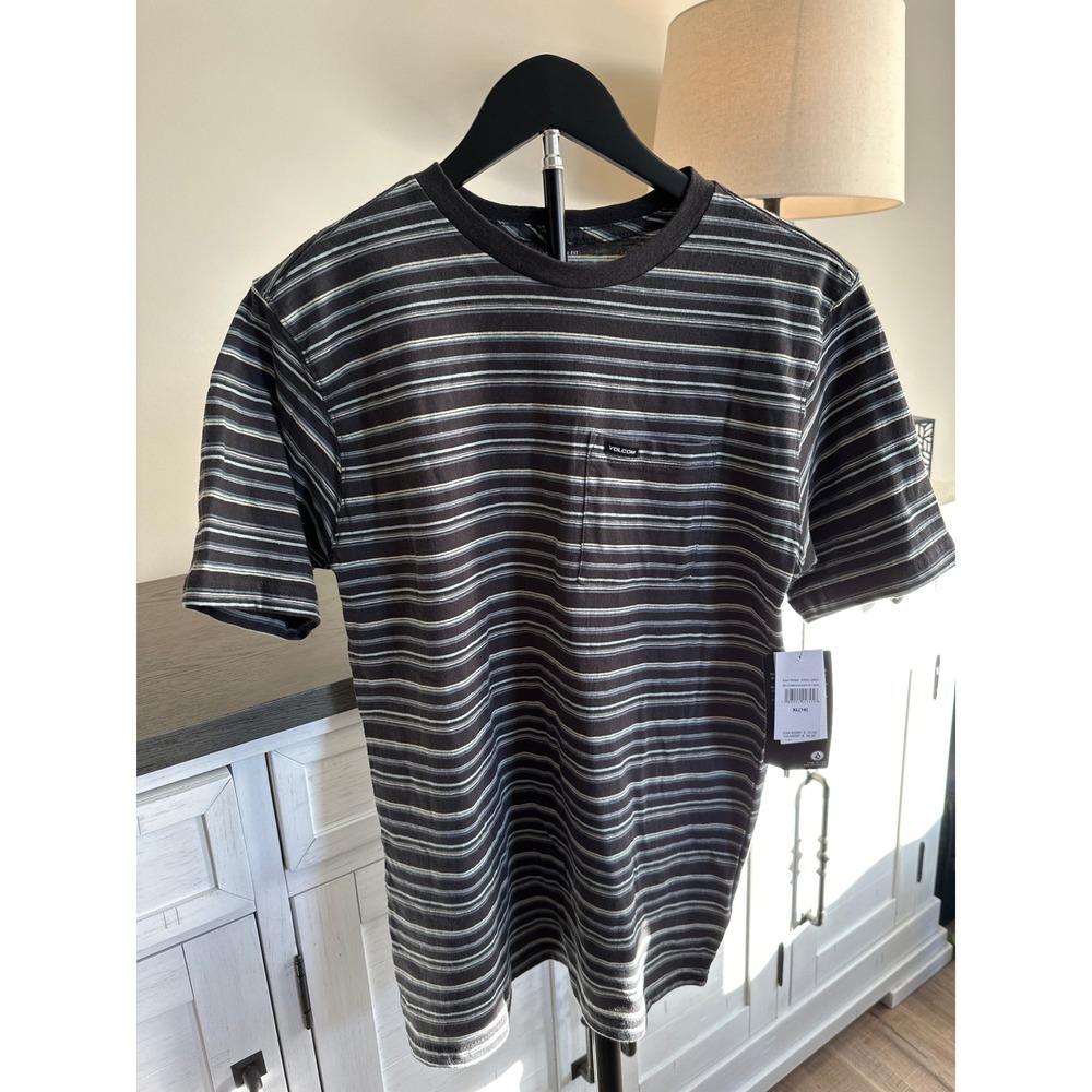 NWT Boys Corresponder SS Crew Stripe Pocket T-Shirt Steel Grey XL 16 NEW (0040)